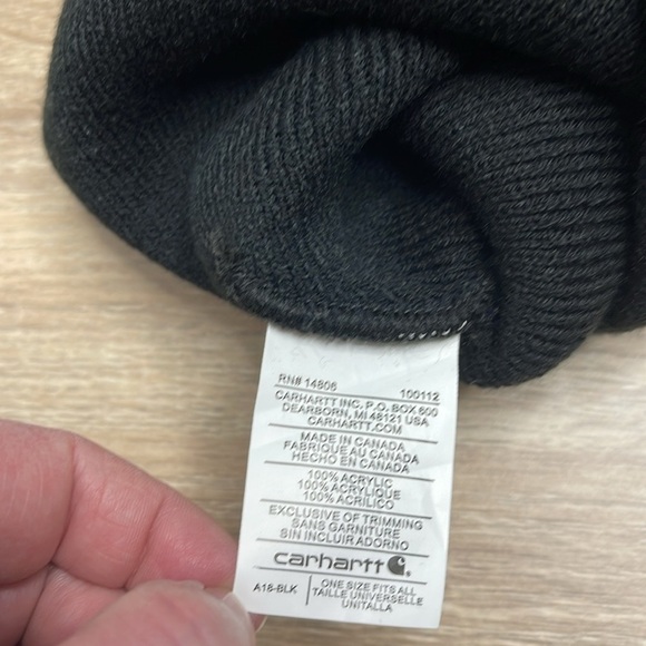 Carhartt Unisex Knit Beanie Black Logo Folded Cuff OS - Picture 5 of 8